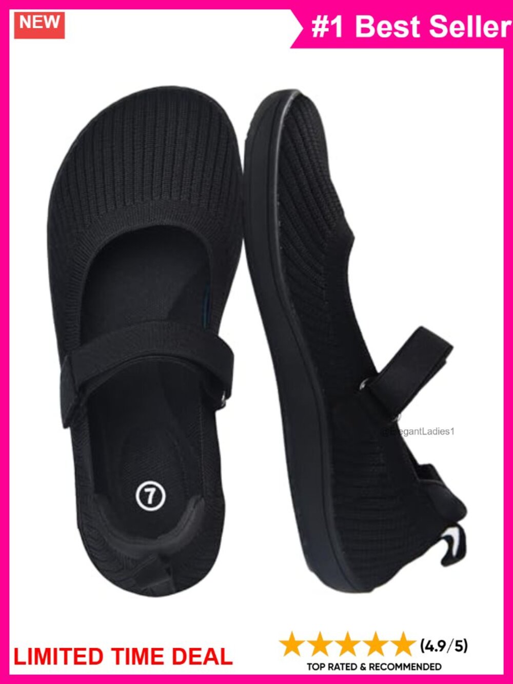 Wide Toe Box Knit Mary Jane Flats Slip-On Comfort Shoes